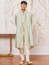 Men's Mint Green Cotton Blend Indowestern Pant And Dupatta Set